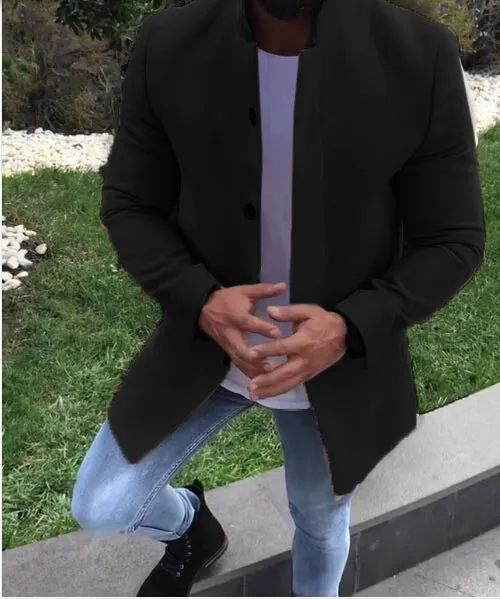 Fashion Lapel Collar Plain Slim Coat