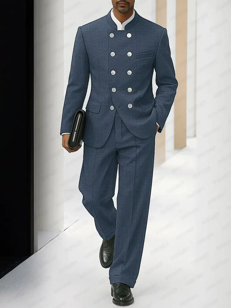 Elegant Tailored Double Breasted Thin Suit Set