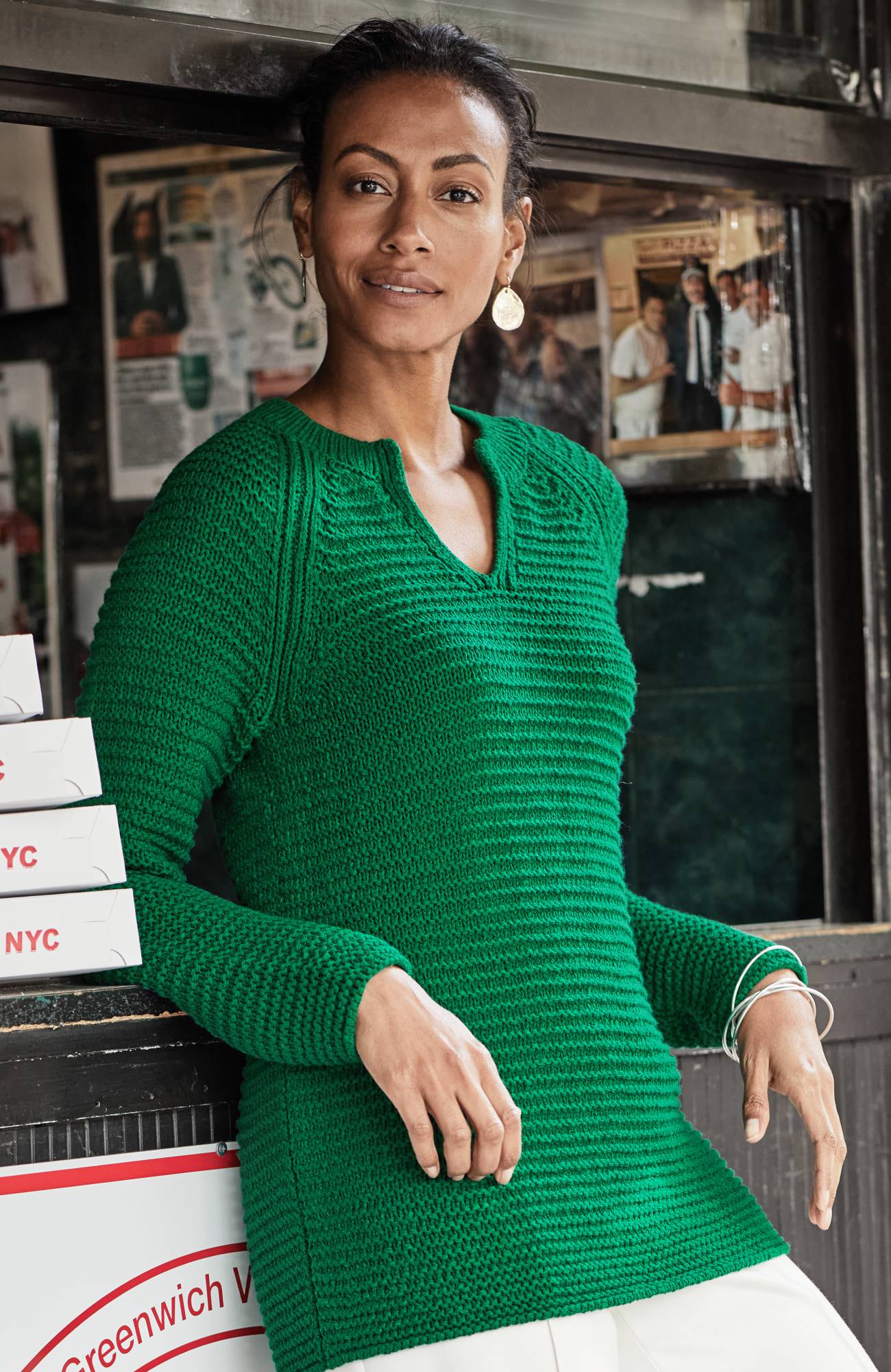 wearever textured split-neck sweater