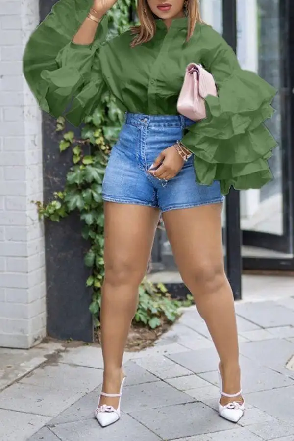  Stylish Tiered Sleeve Blouse