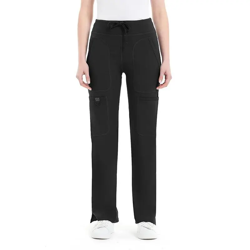 Women's Mid Rise Yoga Work Pants – Stretch Cargo Scrub Pants with 5 Pockets