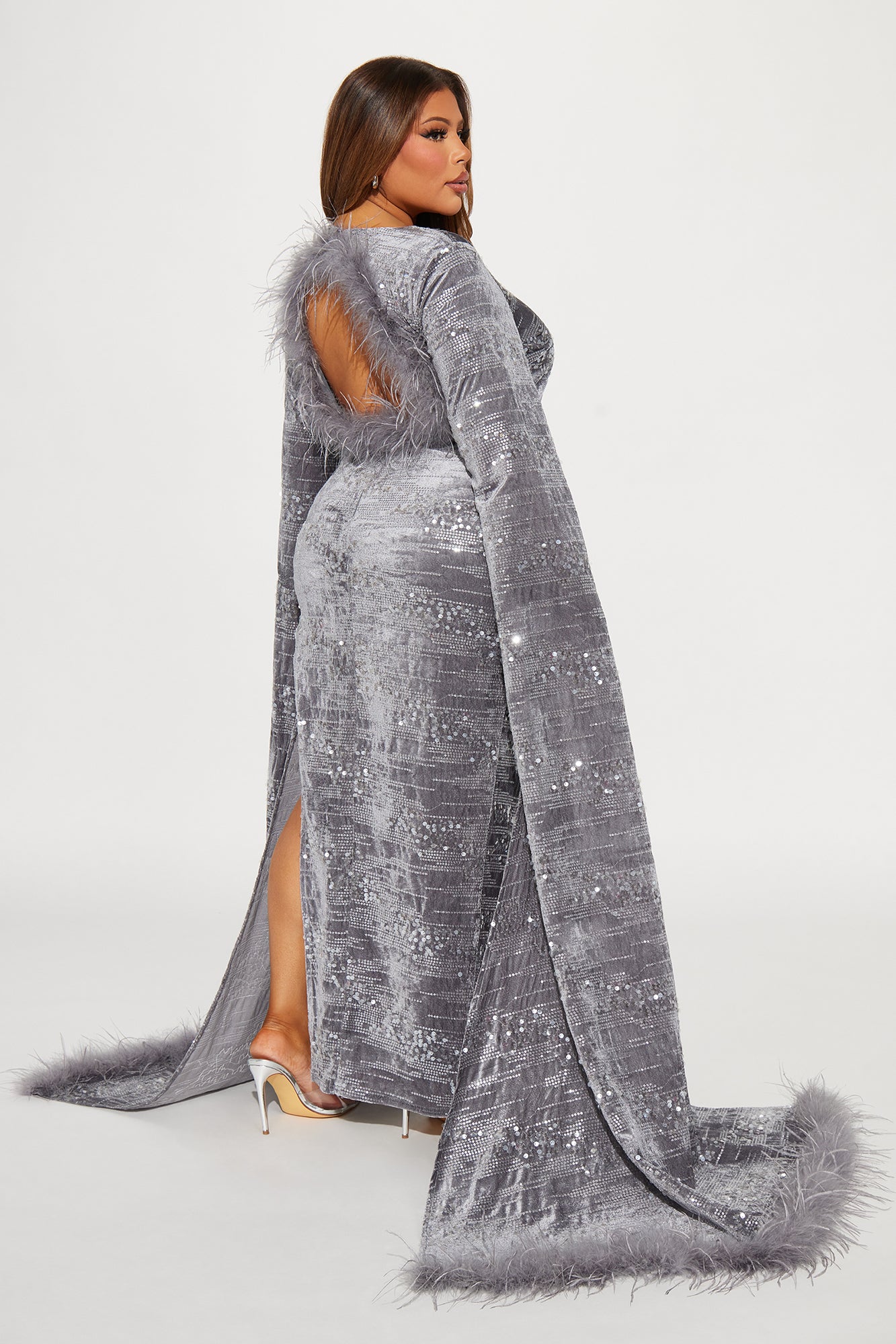 Viviane Velvet Gown - Grey