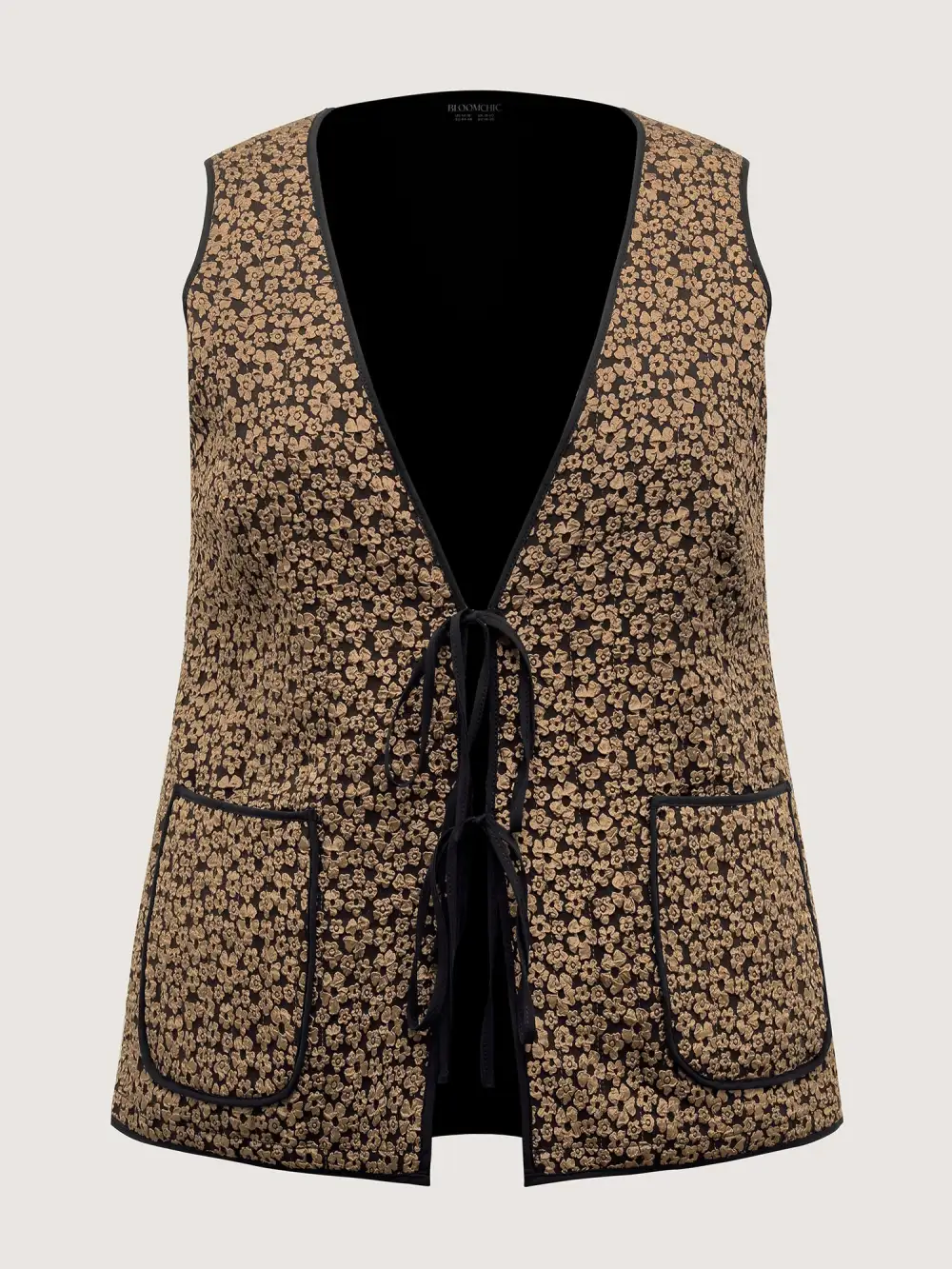 Floral Print Three Ties Quilted Vest
