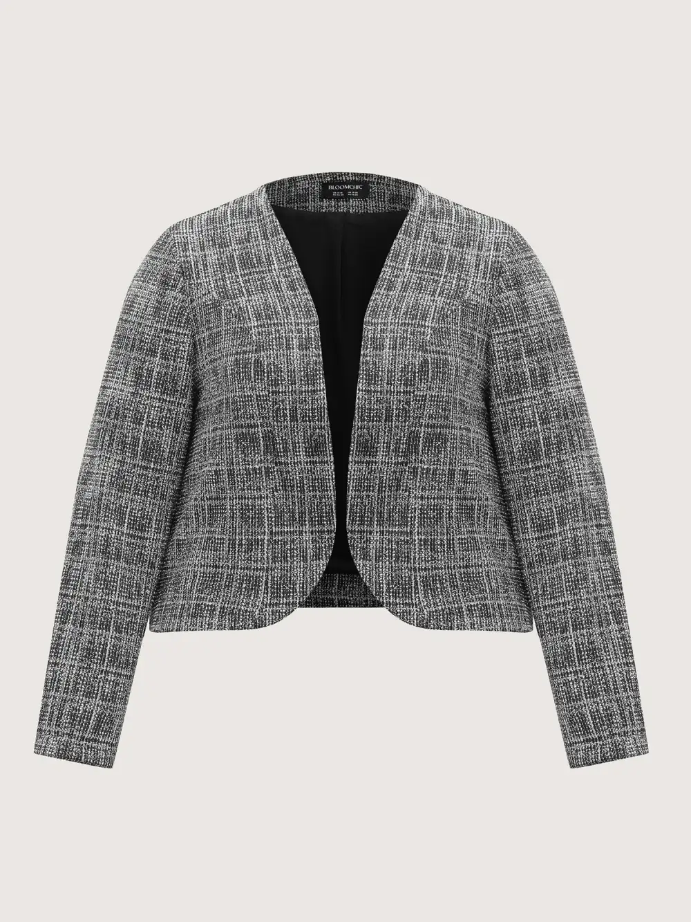 Tweed Open-Front Arc Hem Jacket