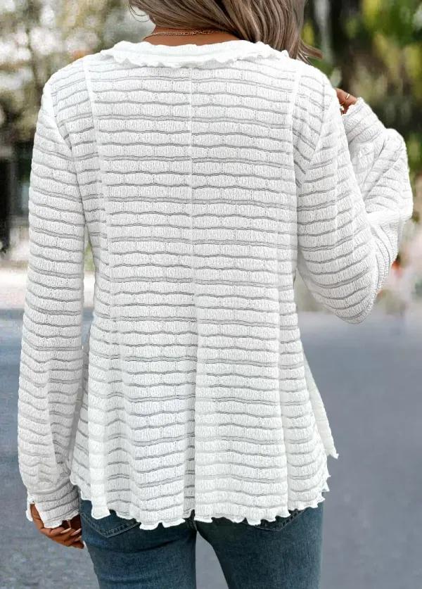 White Tummy Coverage Long Sleeve Turn Down Collar Coat