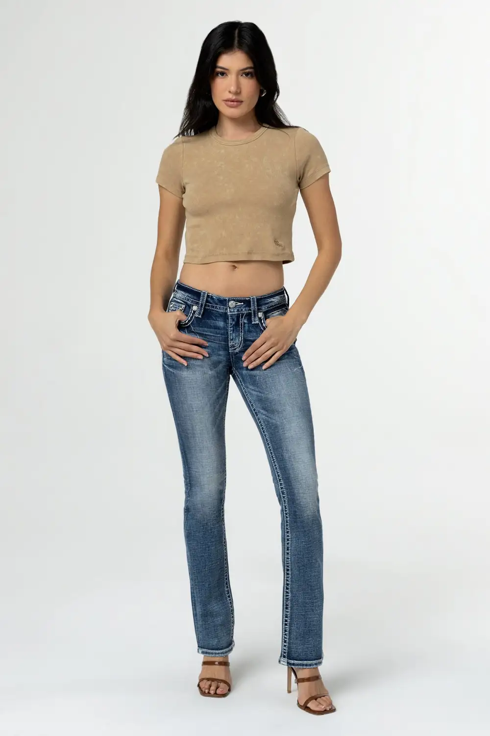 Pastel Floral Distress Bootcut Jeans