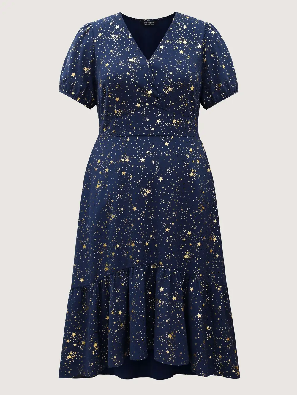 Starry Sequins Ruffled Hem Midi Dress