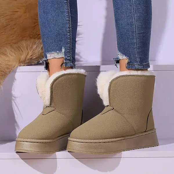 Women's Casual Plush Cuffed Thick-Soled Snow Boots 39973881S
