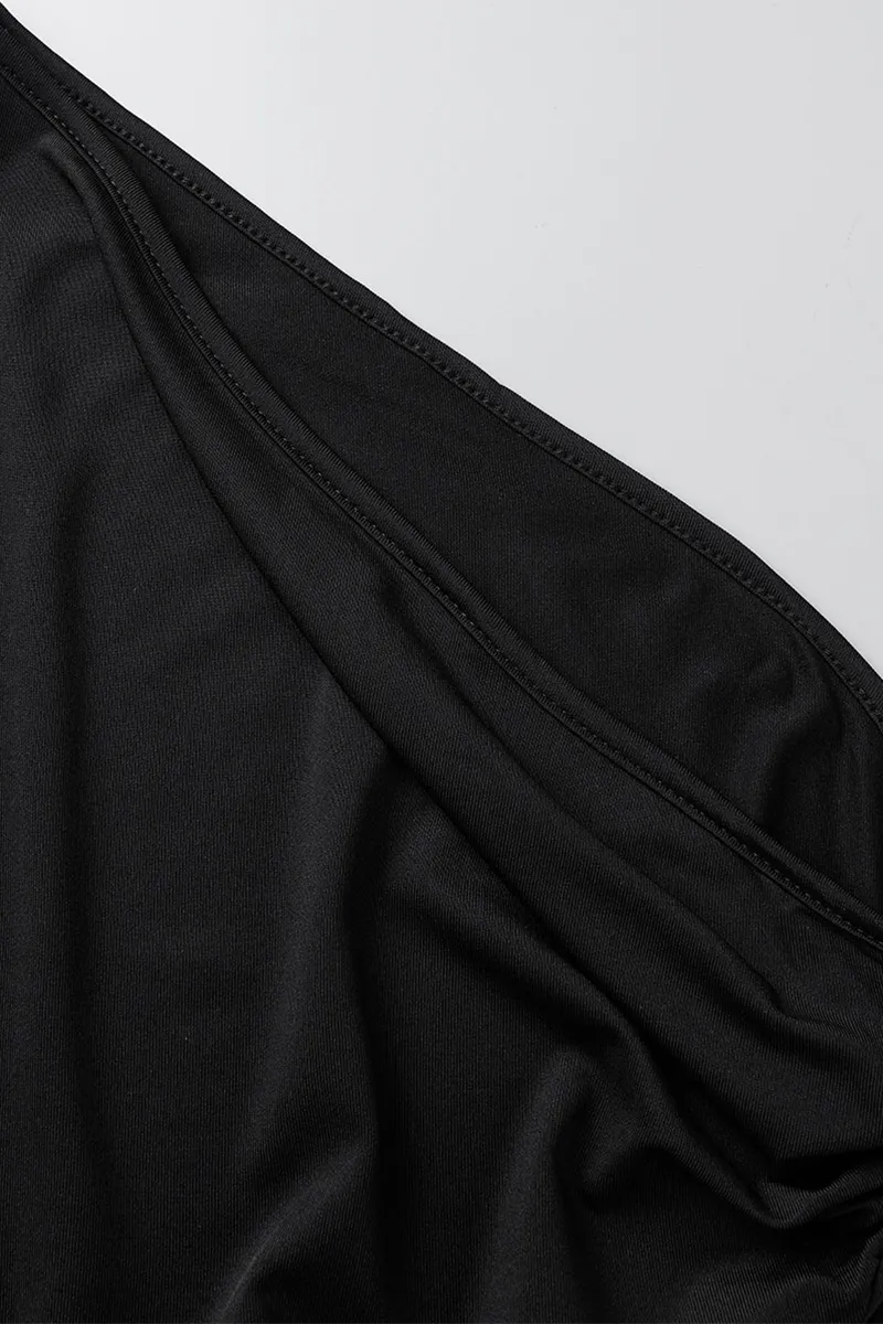 Sexy Solid Patchwork One Shoulder Pencil Skirt Dresses(5 Colors)