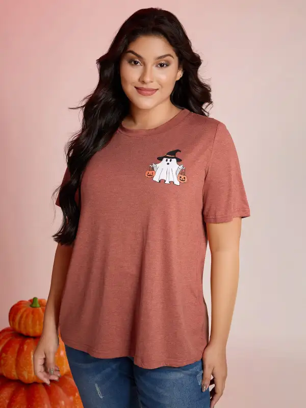 Boo Crew Halloween Round Neck T-Shirt