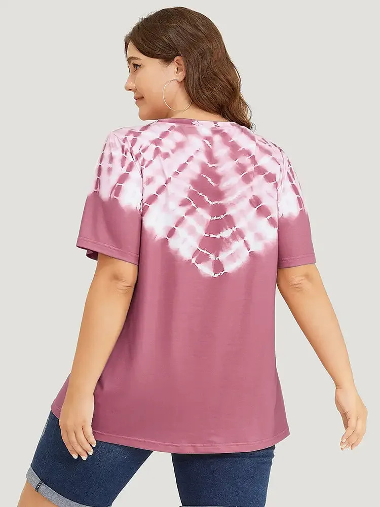 Tie Dye Short Sleeve V Neck T-shirt