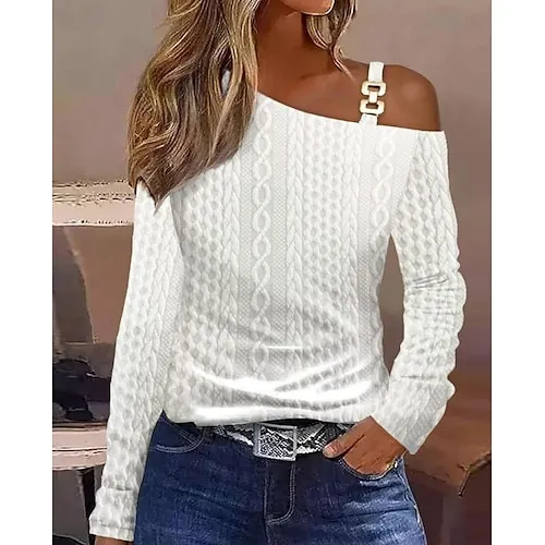 Women's Sweatshirt Plain Work Zipper Black White Pink Elegant Modern Loose Fit Crew Neck Long Sleeve Micro-elastic Spring Fall