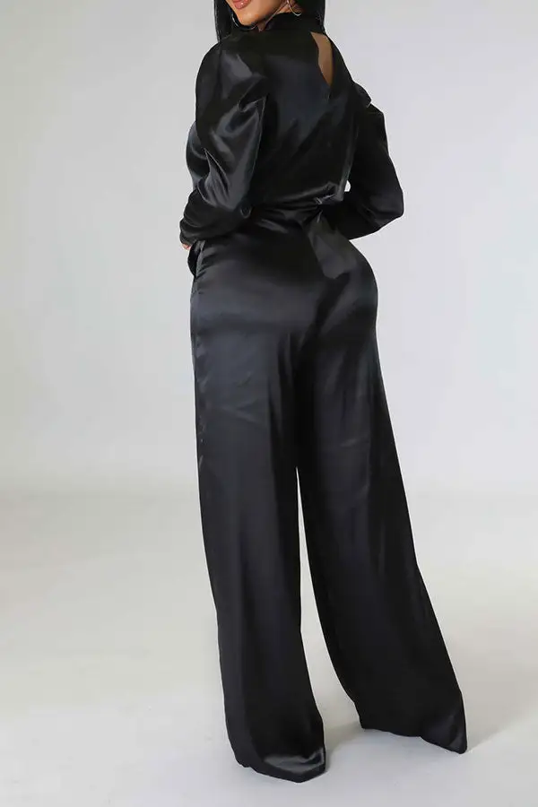  Luxe Puff Sleeve Pant Suit