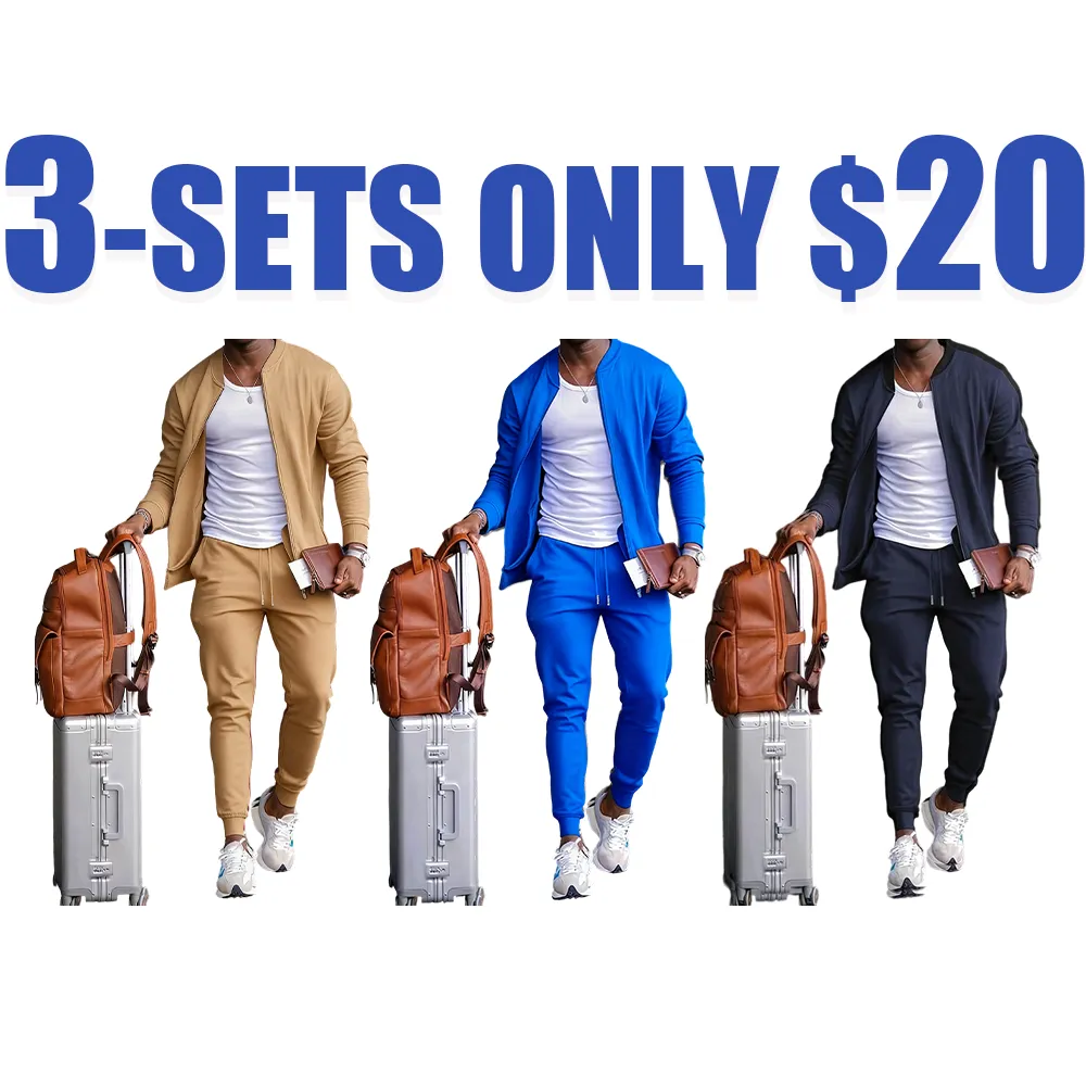 Men’s 2-Piece Sportswear Set – Zip Jacket & Drawstring Pants