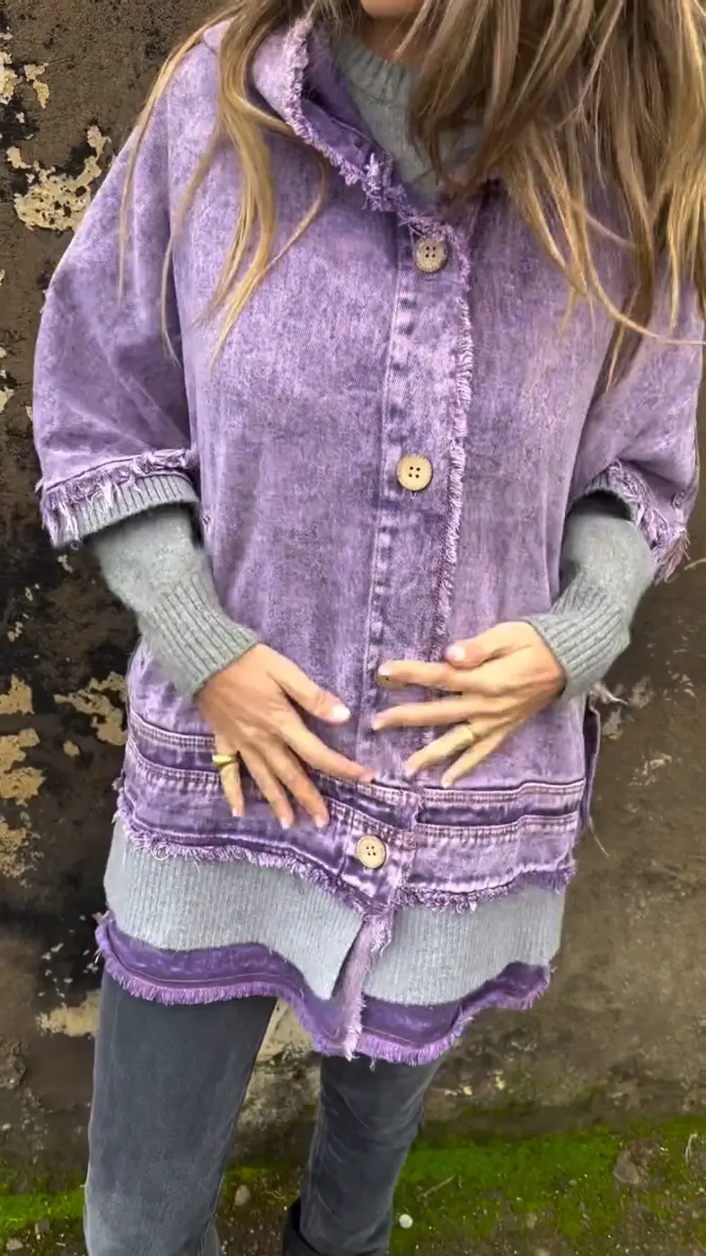 Lavender Frayed Denim Jacket