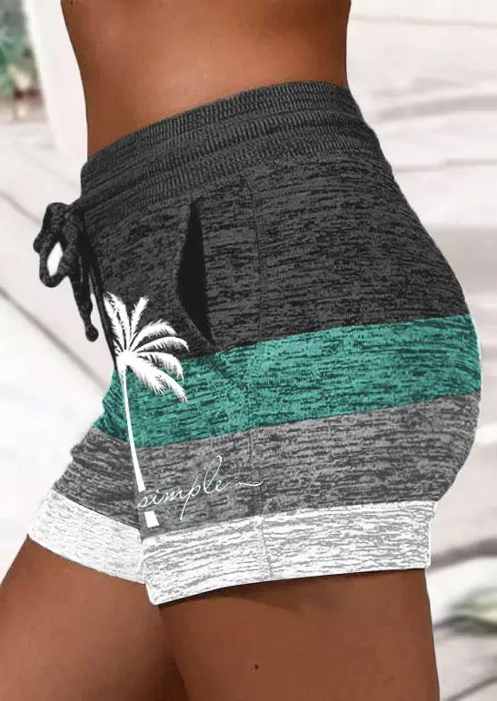 Live Simple Coconut Tree Color Block Shorts