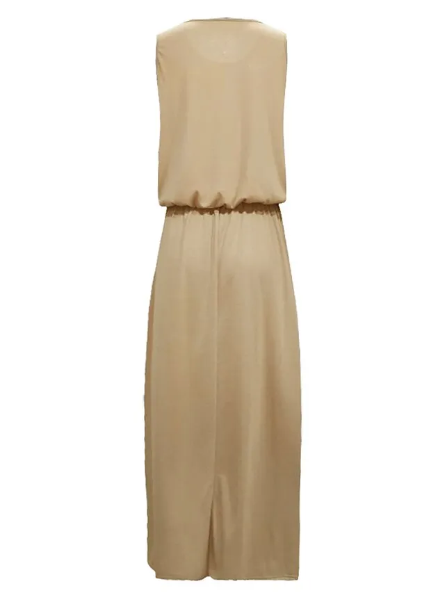 Women's Shift Dress Long Dress Maxi Dress Green Sleeveless Pure Color Split Spring Summer Crew Neck Modern Regular Fit 2023 S M L XL 2XL 3XL 4XL 5XL