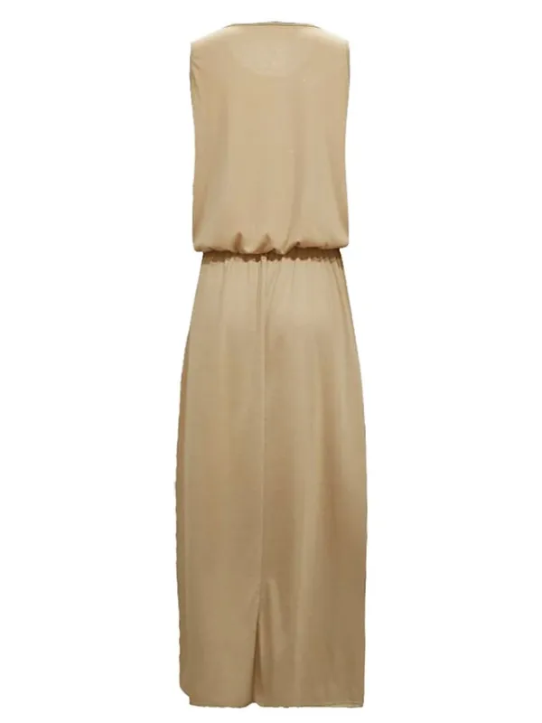 Women's Shift Dress Long Dress Maxi Dress Green Sleeveless Pure Color Split Spring Summer Crew Neck Modern Regular Fit 2023 S M L XL 2XL 3XL 4XL 5XL