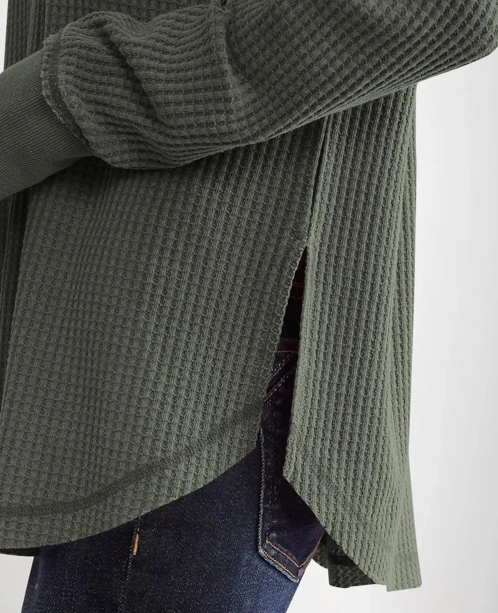 ✨Women's Waffle Knit Exposed Seam Pullover