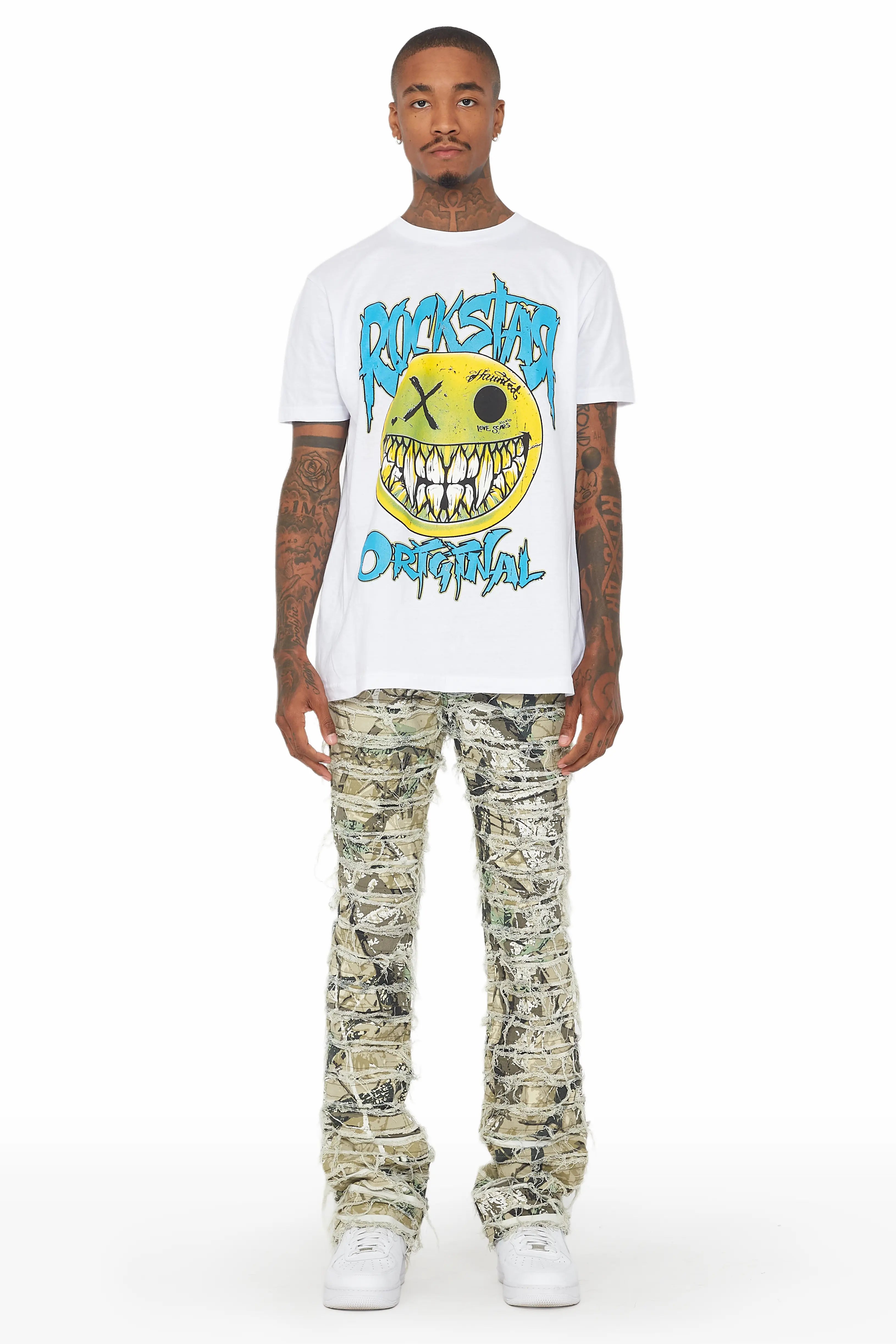 Cassius Tree Camo Stacked Flare Jean