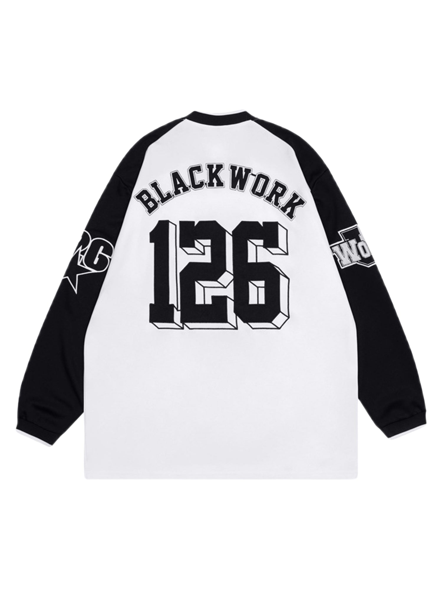 V-neck Embroidered Long Sleeve Sweatshirt - 1684