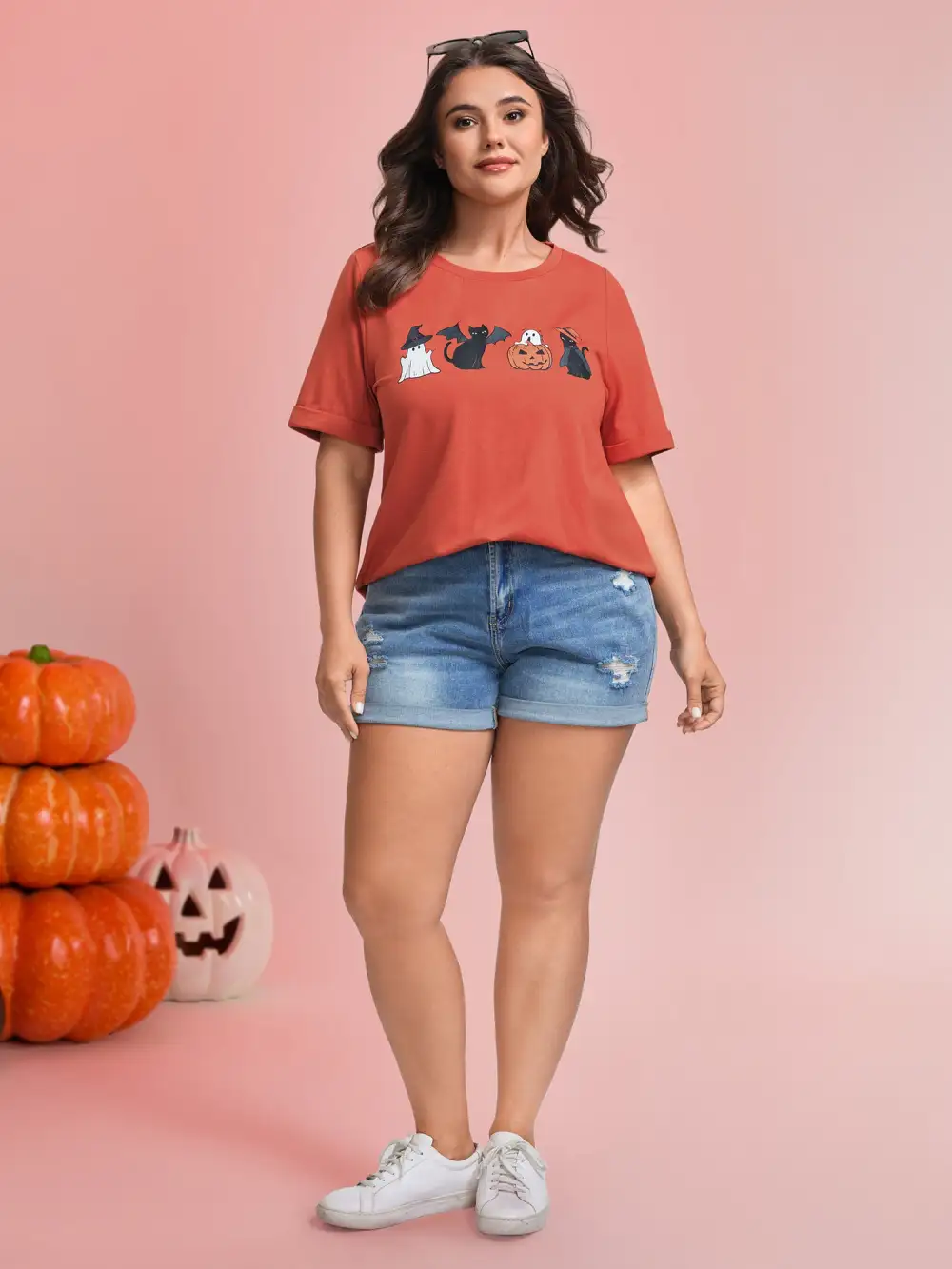 Spooky Print Round Neck T-Shirt