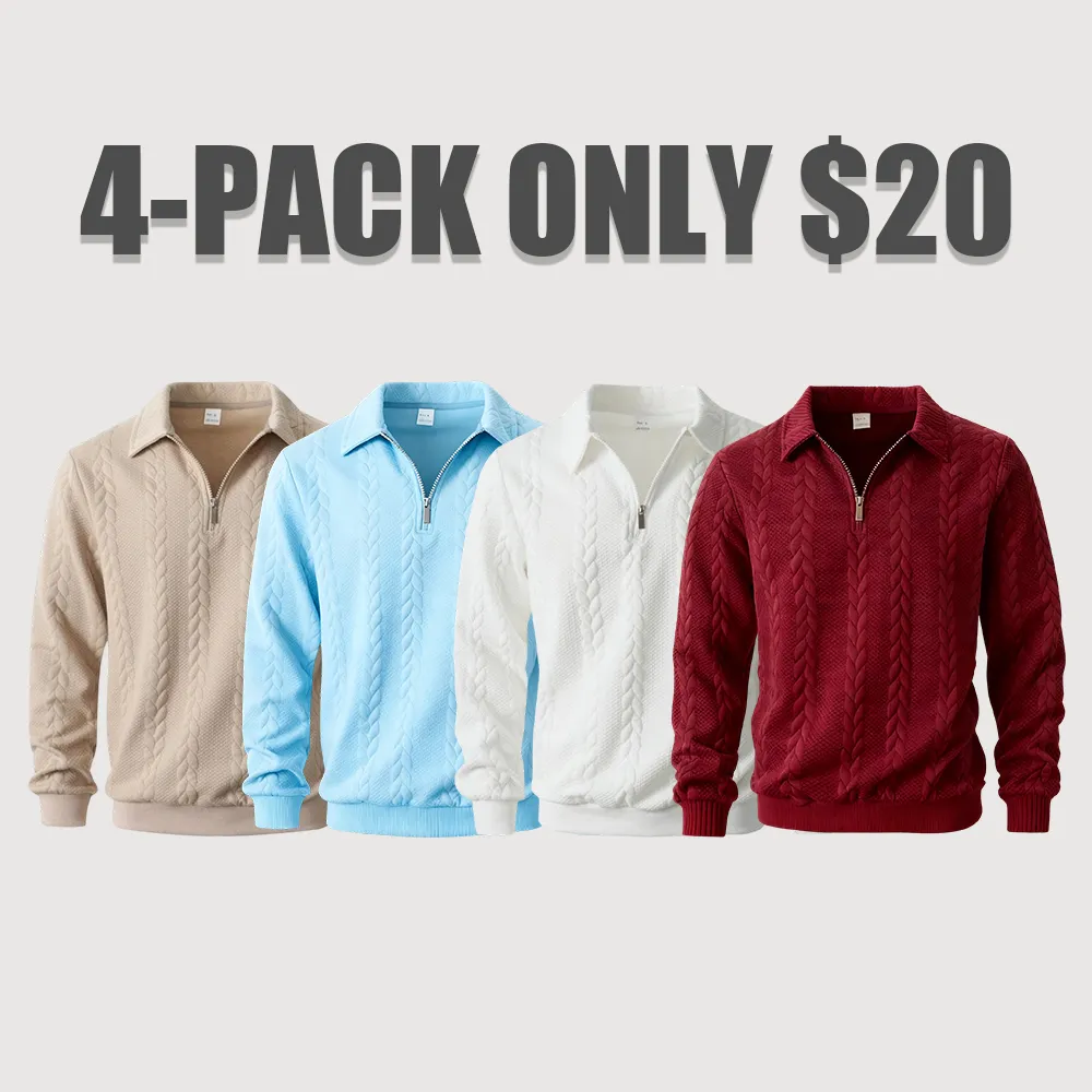 Men's Fall Winter Knitted Polo Neck Sweatshirt