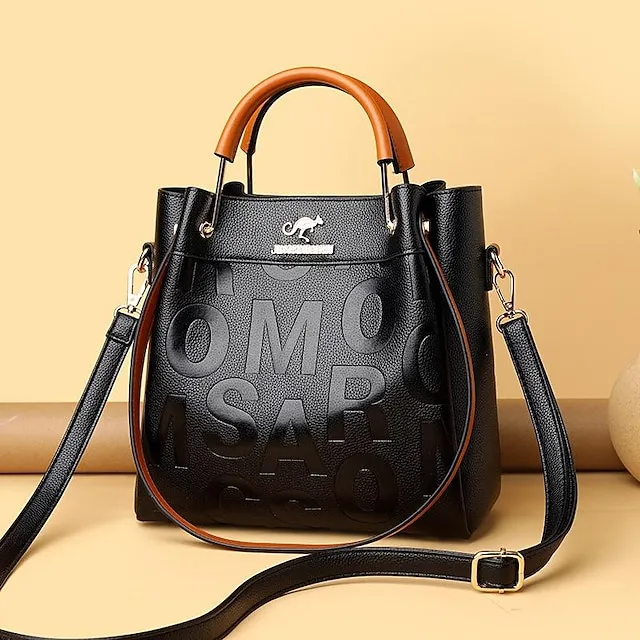 Women's Handbag Shoulder Bag Bucket Bag PU Leather Daily Holiday Pendant Zipper Large Capacity Waterproof Lightweight Solid Color Yellow Red
