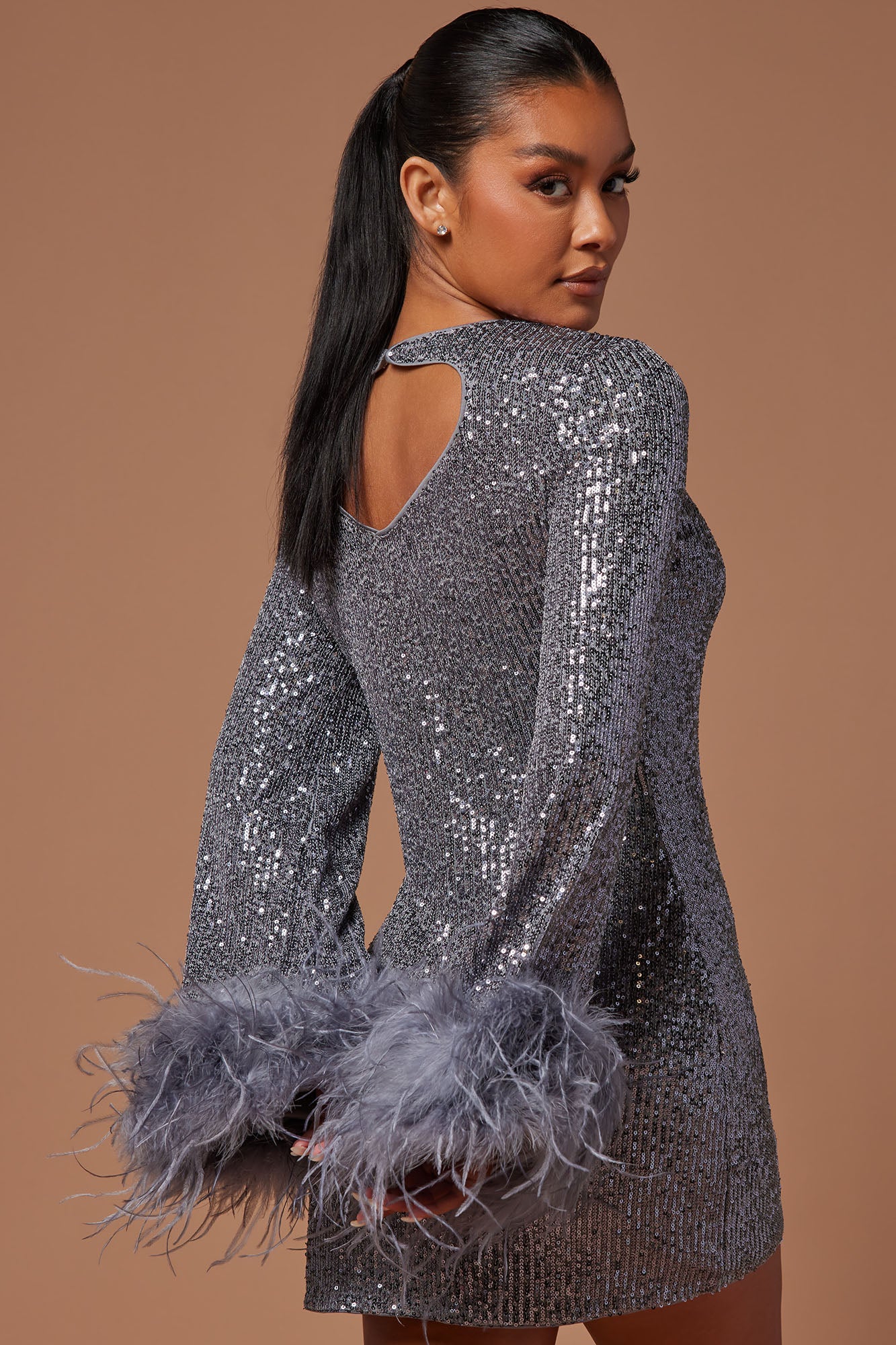 Mirabelle Sequin Mini Dress - Grey