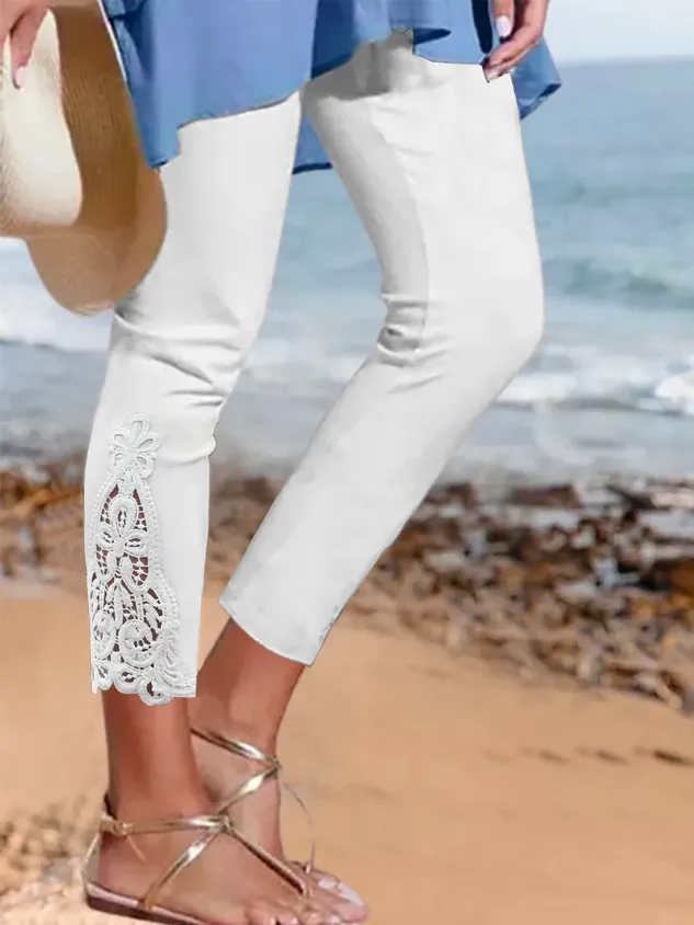 Lace Plain Casual Legging Pants（ Clearance Sale）