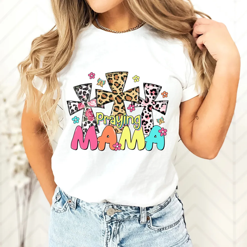 Praying Mama Printed Round Neck Short Sleeve T-Shirt