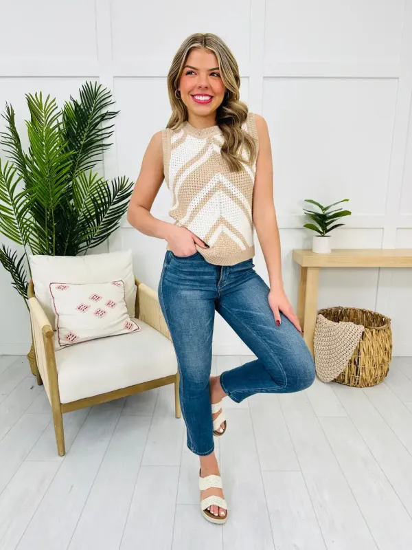 Chasing Chevron Tank Top in Off White/Taupe