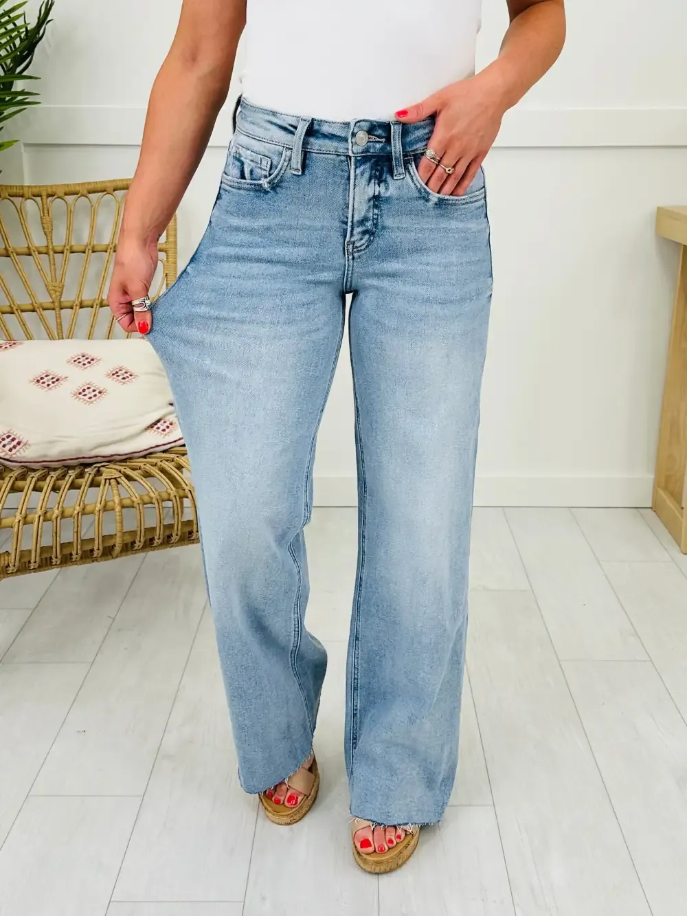 Power Moves Tummy Control Slim Wide Leg Jeans