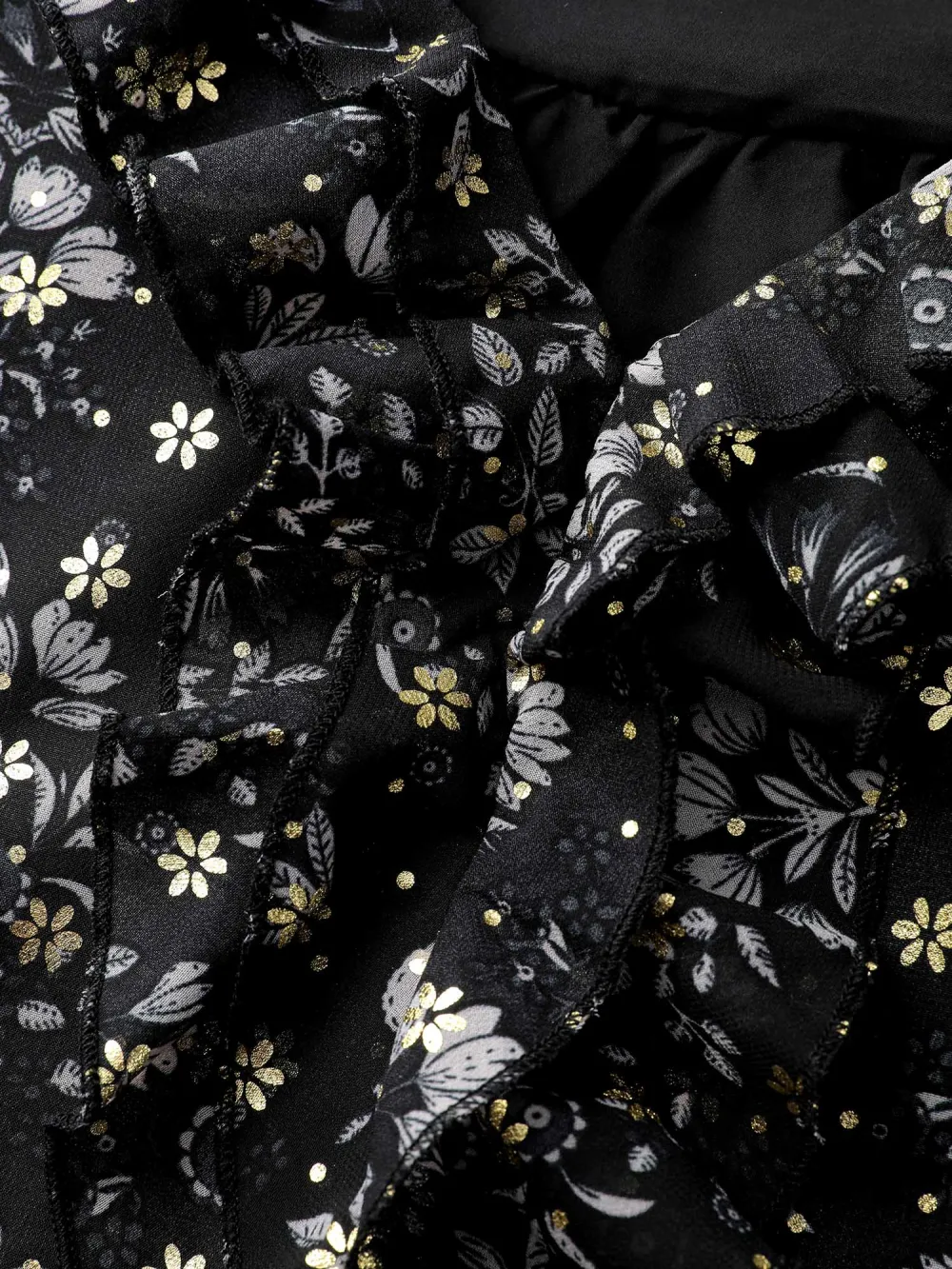 Floral Sequin Ruffled Edge Blouse