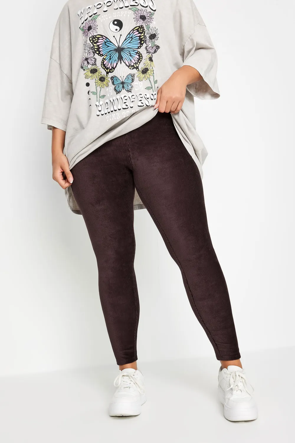 YOURS Curve Black Cord Stretch Leggings