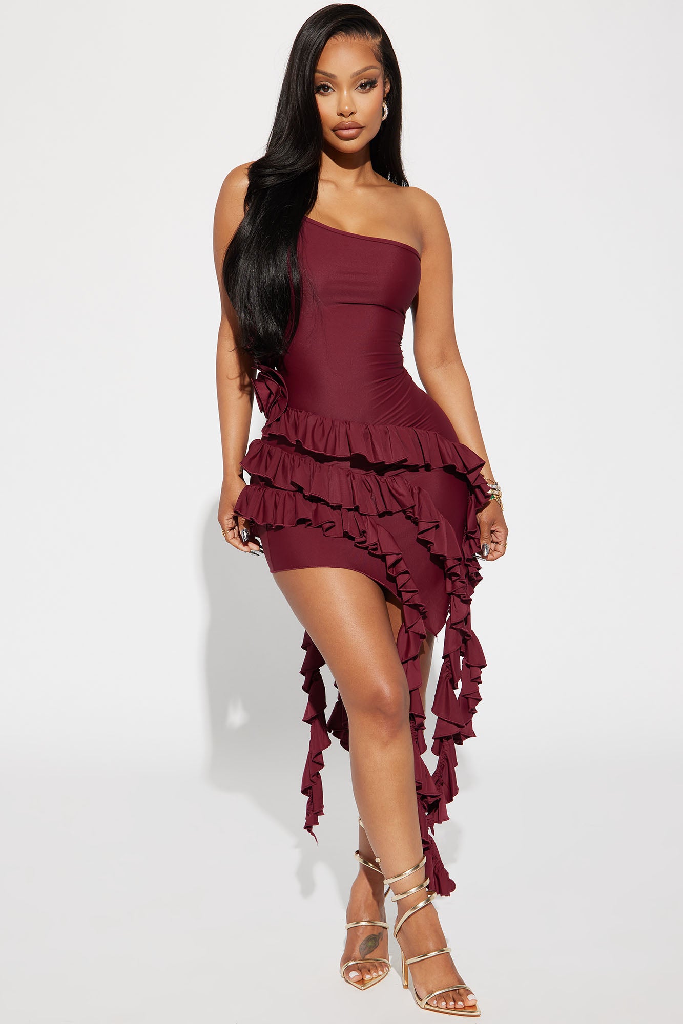 Charlette Rose Mini Dress - Burgundy