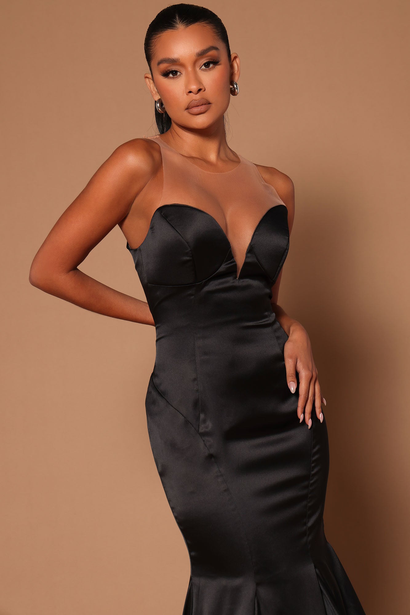 Daniella Satin Gown - Black