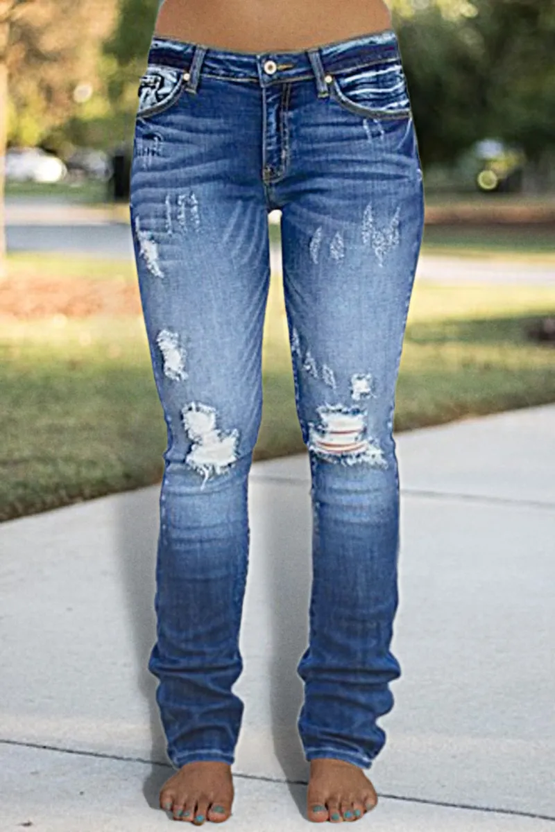Distressed Low Rise Skinny Jeans