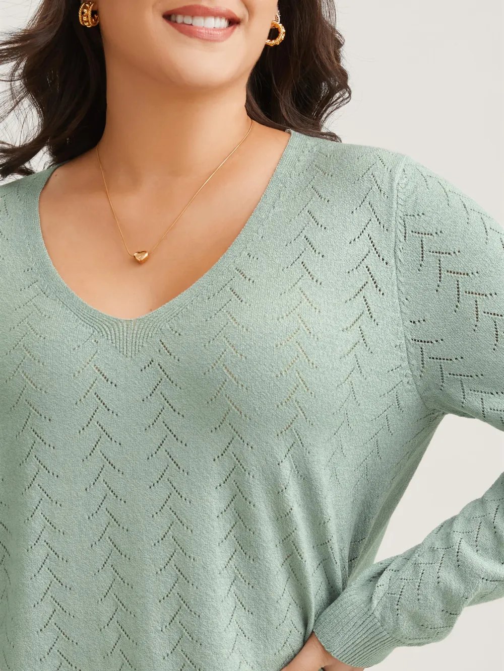 Texture V Neck Lightweight Pullover
