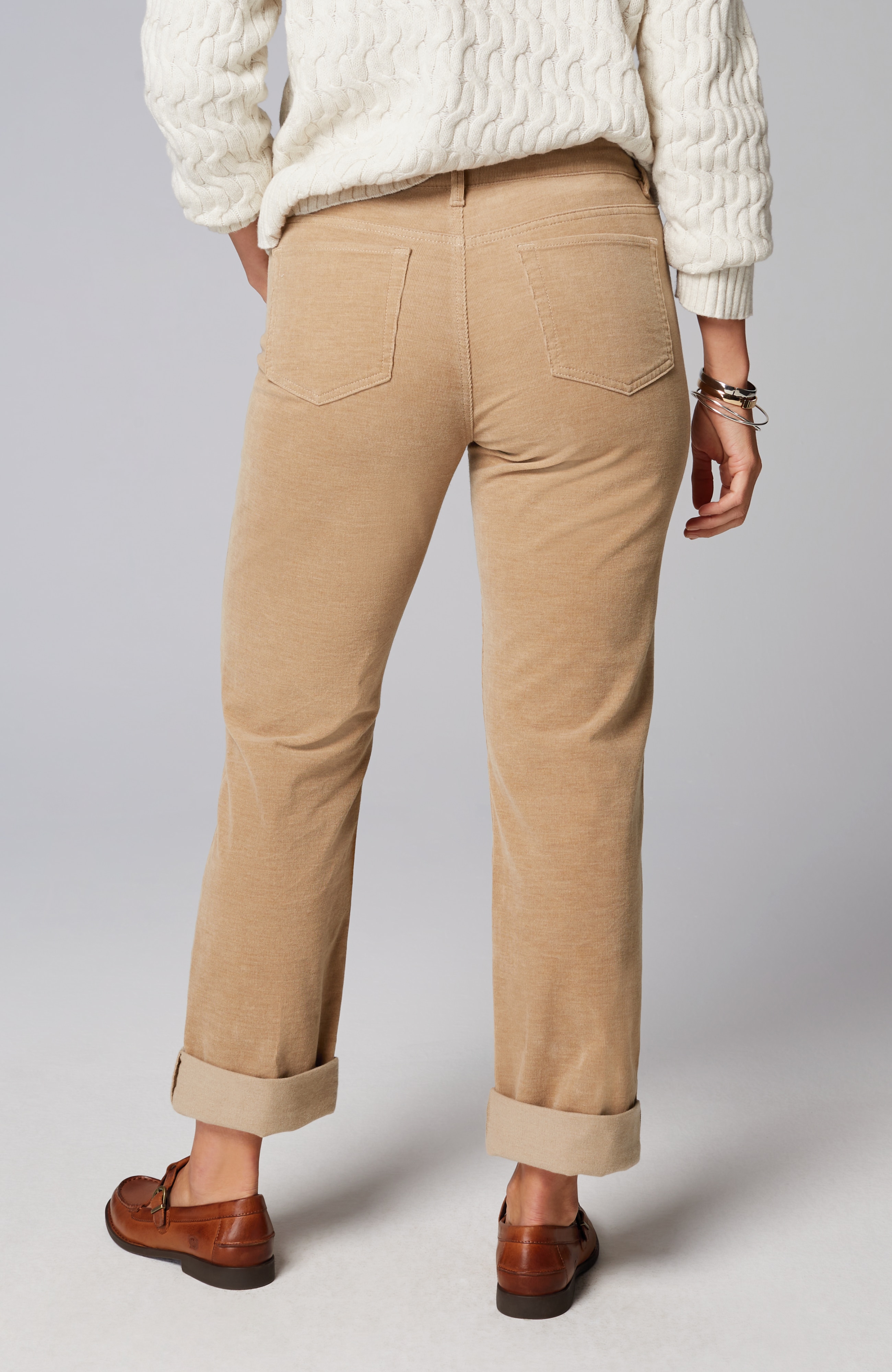 Heathered-Cord Relaxed Boyfriend Jeans