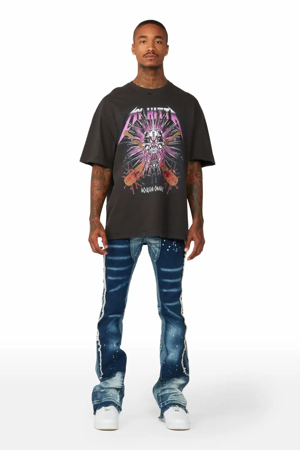 Carson Blue Stacked Flare Jean