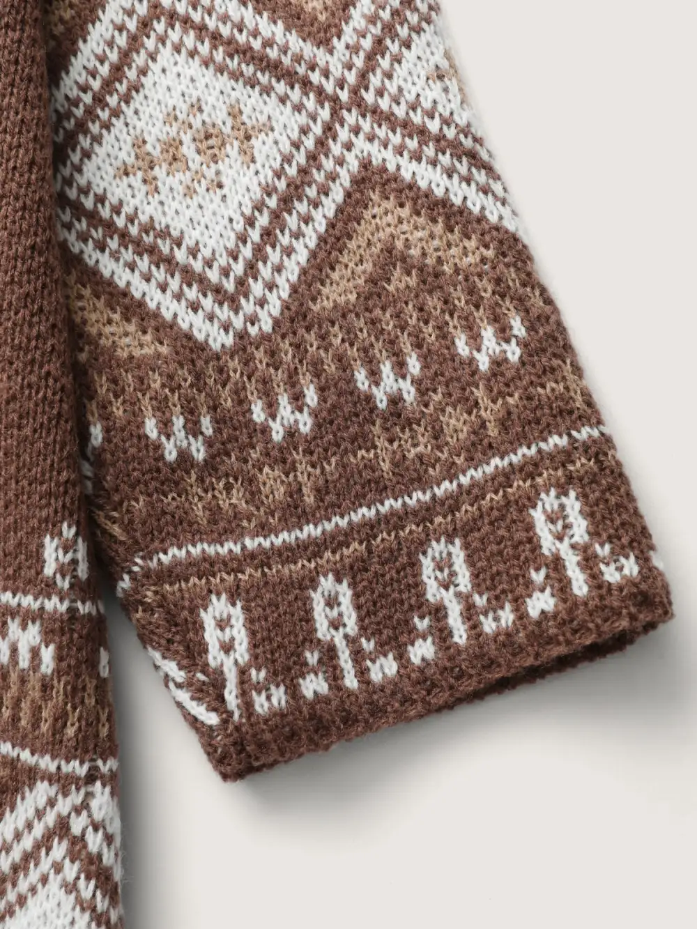 Boho Jacquard Folded Collar Tassels Cardigan