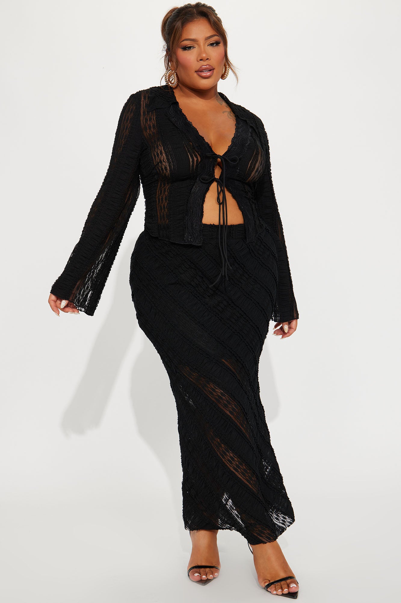 A New Look Lace Skirt Set - Black