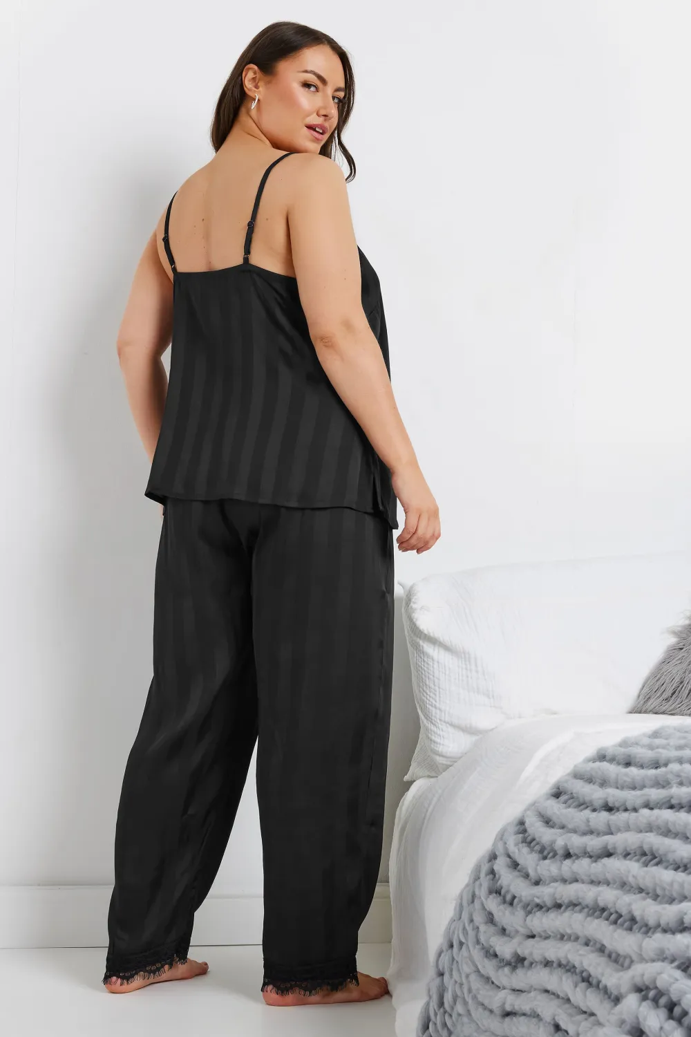YOURS Curve Red Stripe Satin Pyjama Set