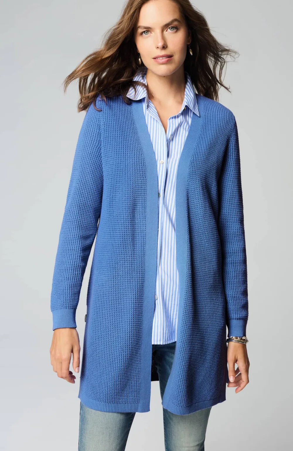 Textured Open-Front Cardi
