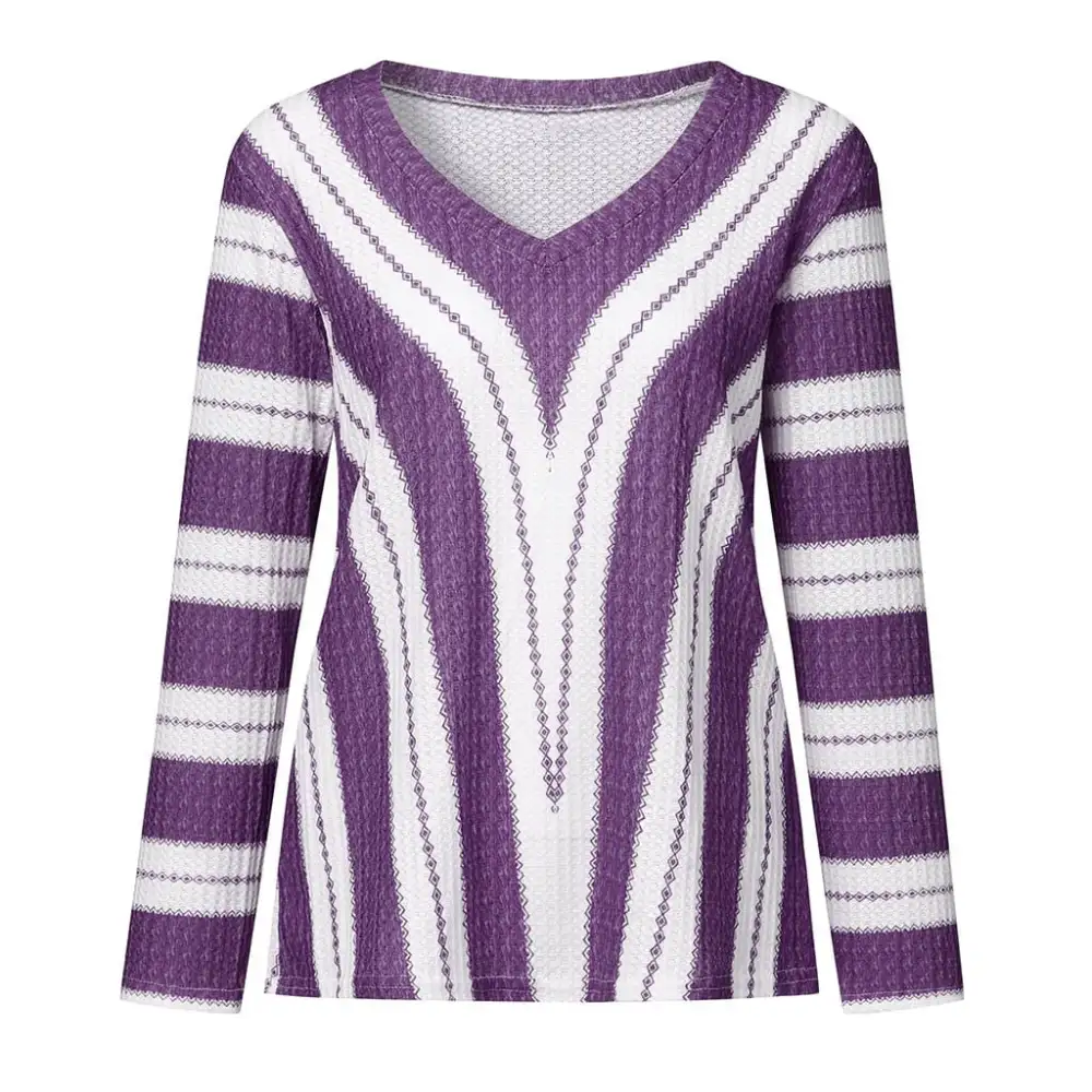 t shirts for women fashion womens long sleeve v neck striped knitting casual tunic blouse