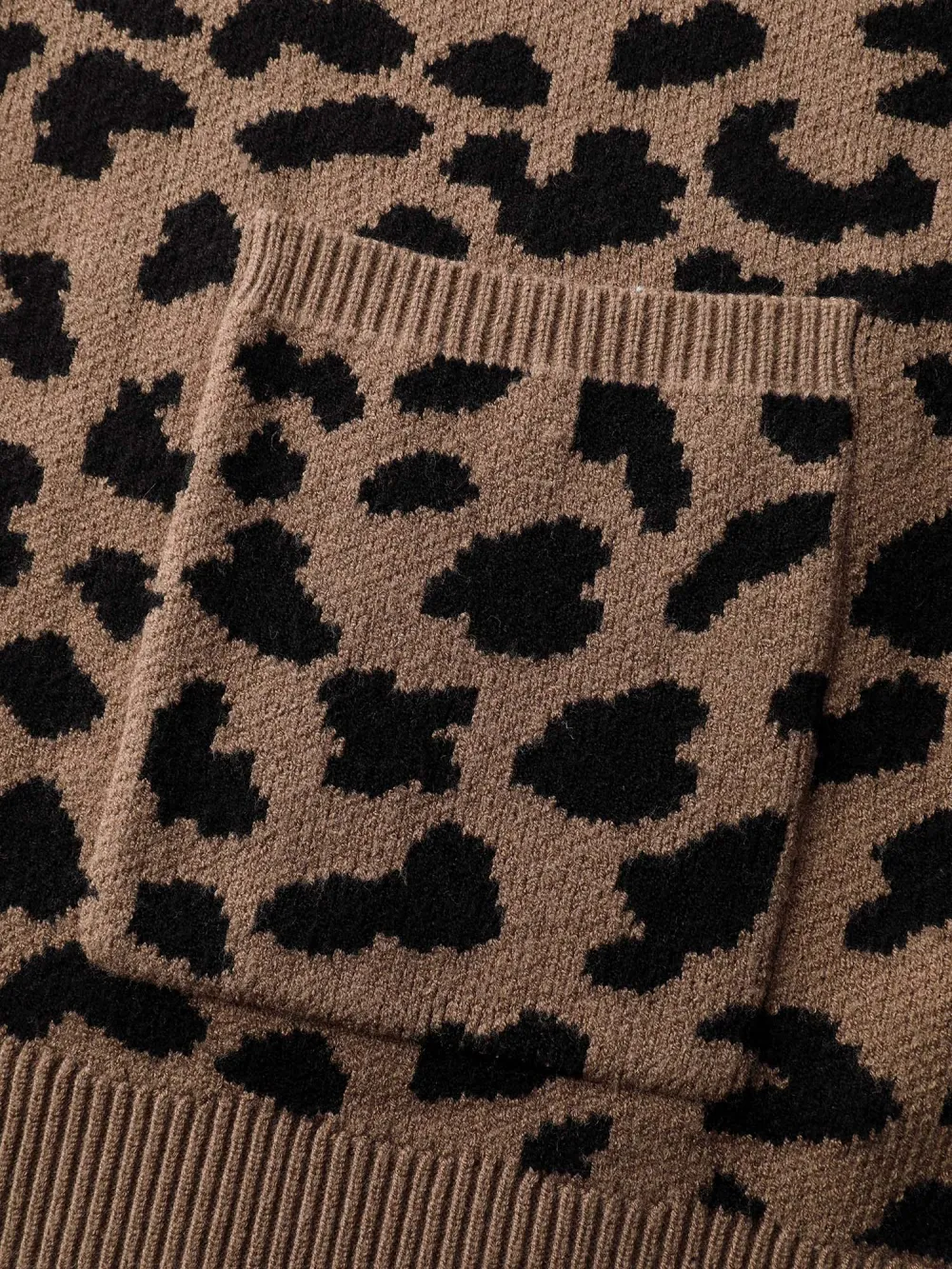 Supersoft Leopard Print Pockets Contrast Knit Cardigan