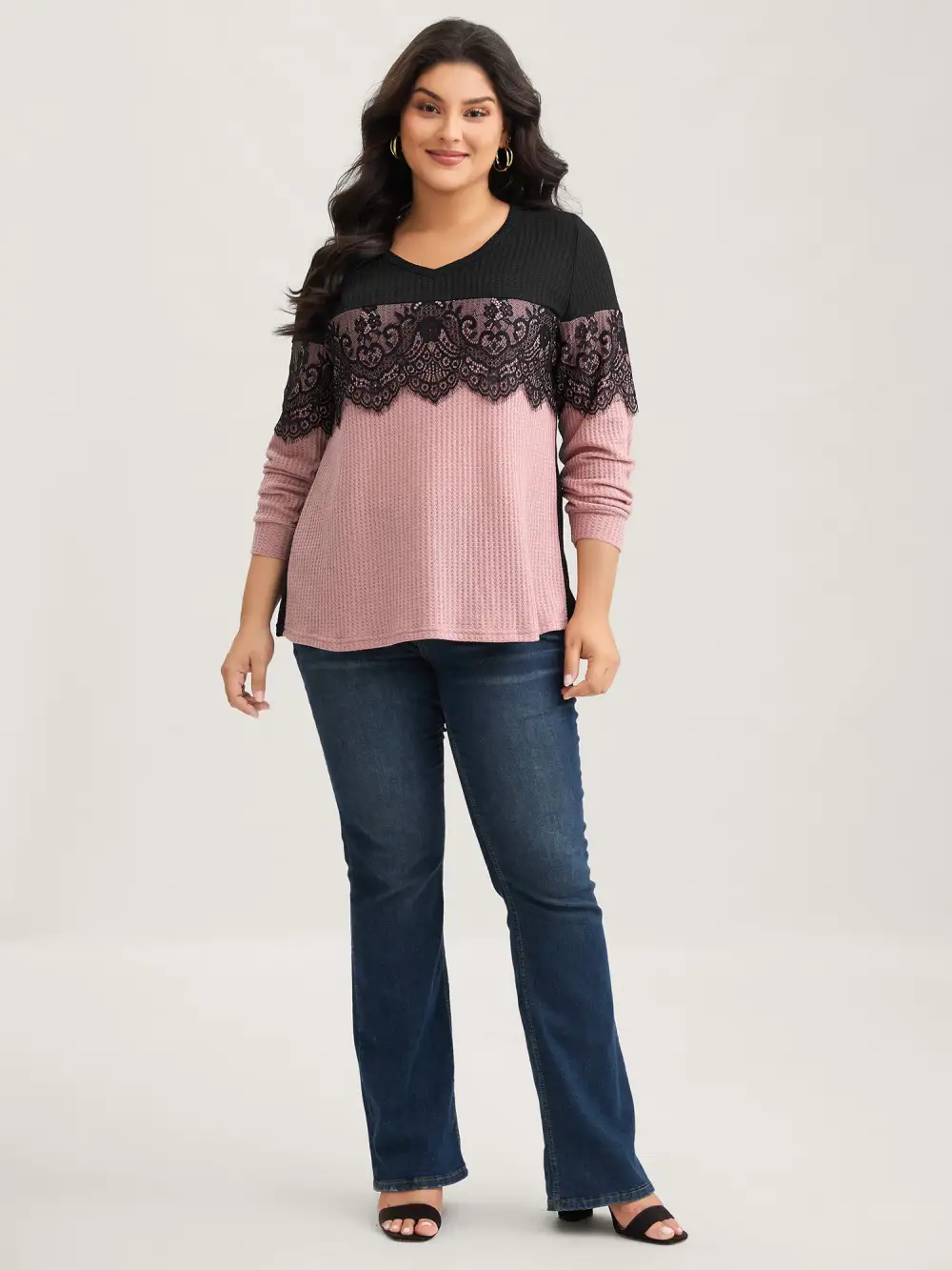 Crochet Lace Mesh Contrast Patchwork Top