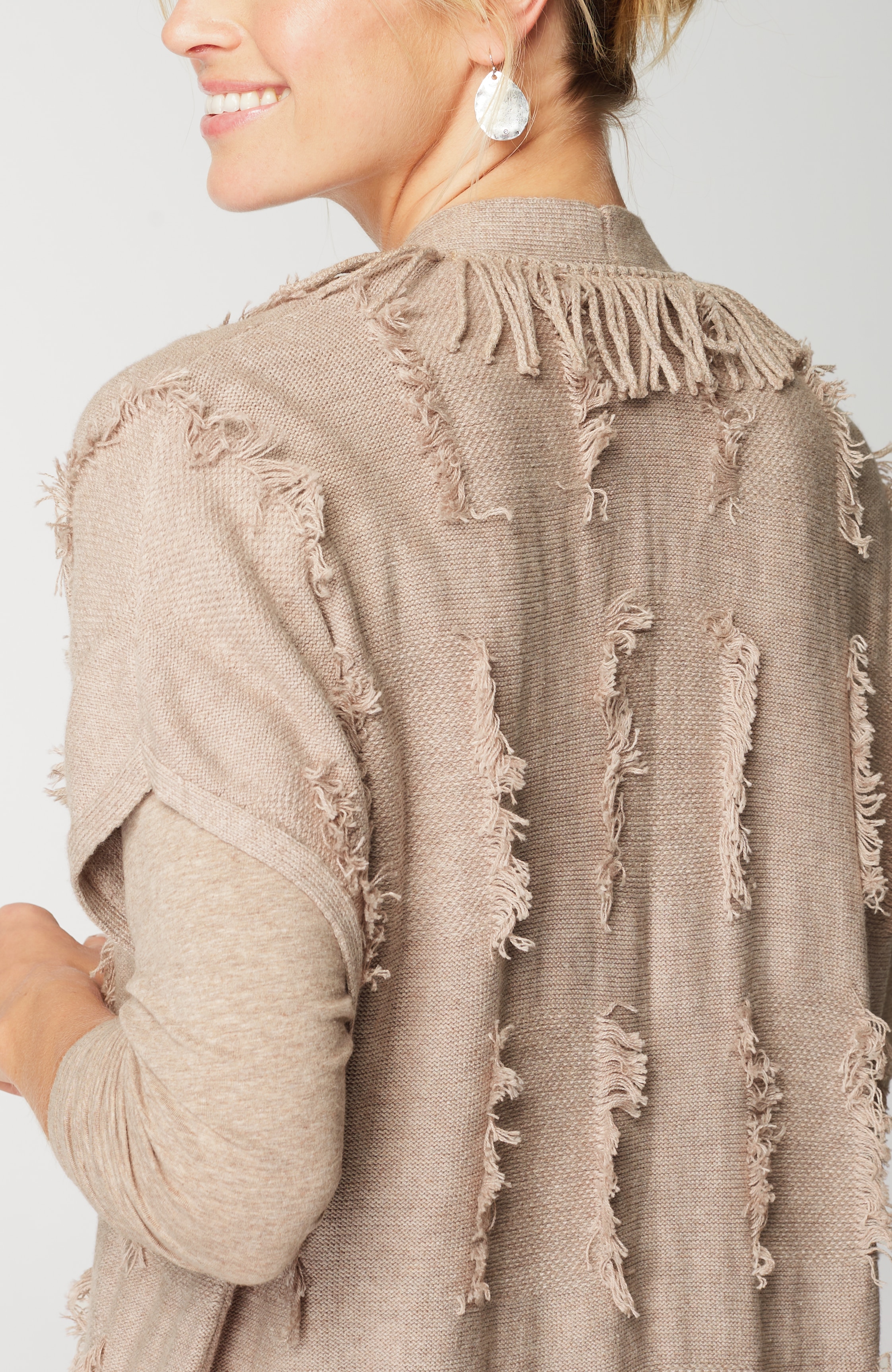 Pure Jill Jacquard Fringe Gilet