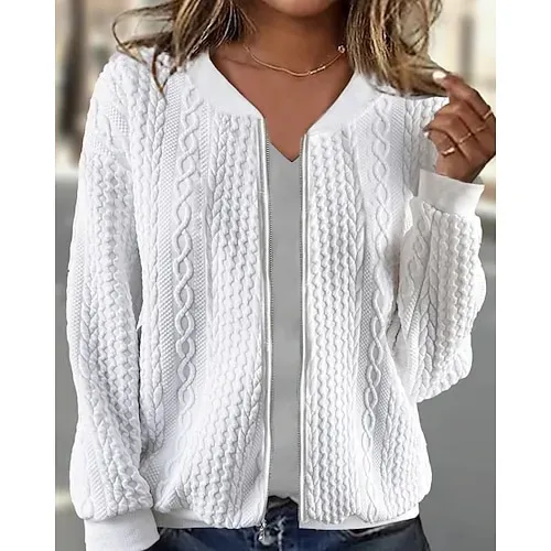 Women's Texture Sweatshirt Waffle Sweatshirt  Pullover Hoodie Sweatshirt Plain Streetwear Casual Long Sleeve Hooded Regular Tops Street Holiday Going out Buttons Black White Pink Wine Fall Winter